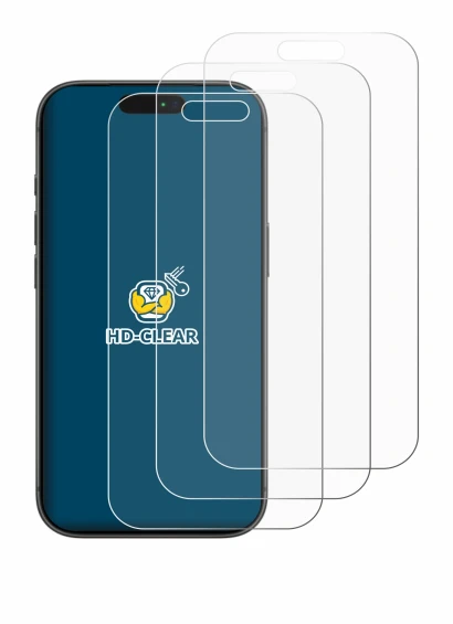 Abbildung des Geräts Apple iPhone 17 Pro mit einer Vielzahl des Displayschutzes.