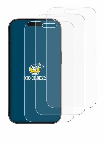 Abbildung des Geräts Apple iPhone 17 Pro Max mit einer Vielzahl des Displayschutzes.