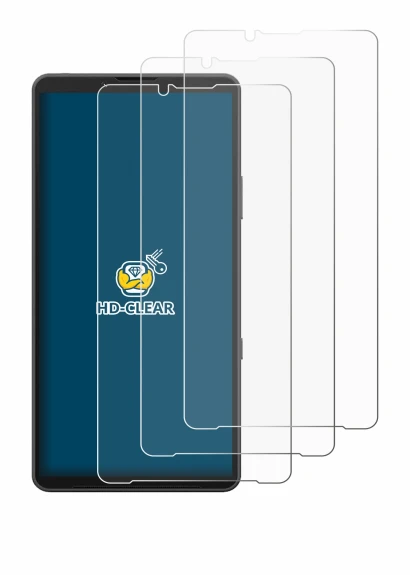 Abbildung des Geräts Sony Xperia 10 VII mit einer Vielzahl des Displayschutzes.