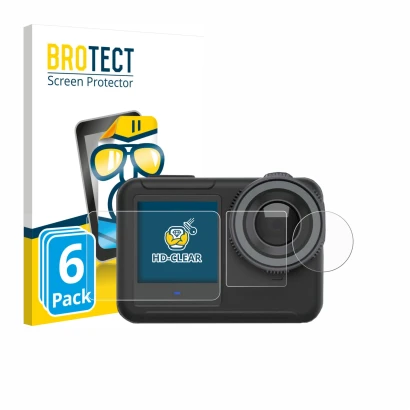 Vorderseite einer Produktverpackung mit dem Markenlogo BROTECT. Daneben ist das Gerät SVBONY SVGO3 4K mit dem zugehörigen Disp