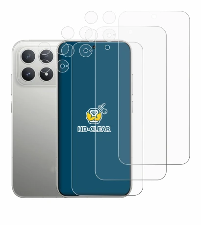 Abbildung des Geräts Xiaomi Poco F8 Pro (Display+Kamera) mit einer Vielzahl des Displayschutzes.