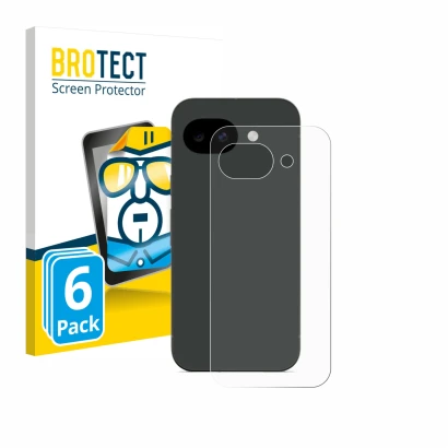Vorderseite einer Produktverpackung mit dem Markenlogo BROTECT. Daneben ist das Gerät Google Pixel 10a (Rückseite) mit dem zug