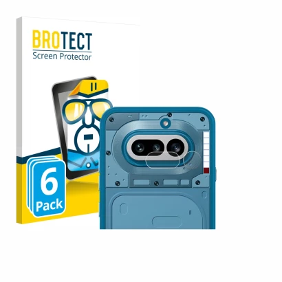 Vorderseite einer Produktverpackung mit dem Markenlogo BROTECT. Daneben ist das Gerät Nothing Phone (4a) (NUR Kameraschutz) mi