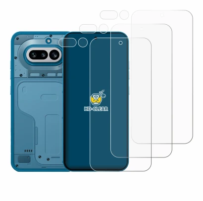 Abbildung des Geräts Nothing Phone (4a) (Display+Kamera) mit einer Vielzahl des Displayschutzes.