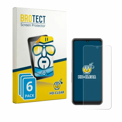 Vorderseite einer Produktverpackung mit dem Markenlogo BROTECT. Daneben ist das Gerät Sonim XP Pro E mit dem zugehörigen Displ