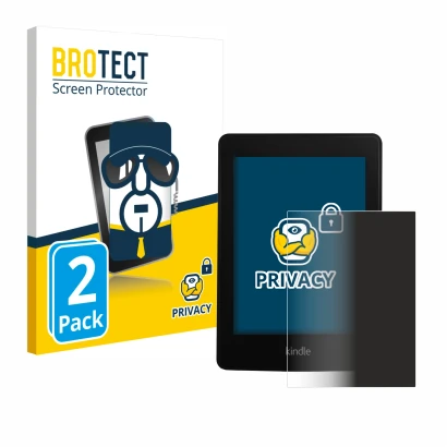 Vorderseite einer Produktverpackung mit dem Markenlogo BROTECT. Daneben ist das Gerät Amazon Kindle Paperwhite 2013 mit dem zu