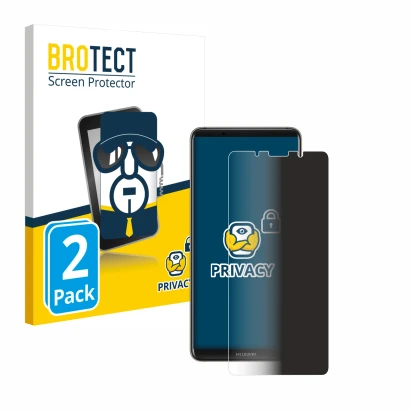 Vorderseite einer Produktverpackung mit dem Markenlogo BROTECT. Daneben ist das Gerät Huawei Mate 10 Pro mit dem zugehörigen D