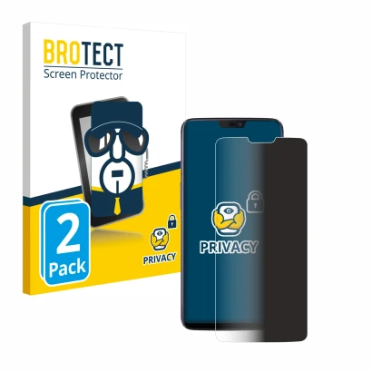 Vorderseite einer Produktverpackung mit dem Markenlogo BROTECT. Daneben ist das Gerät OnePlus 6 mit dem zugehörigen Displaysch