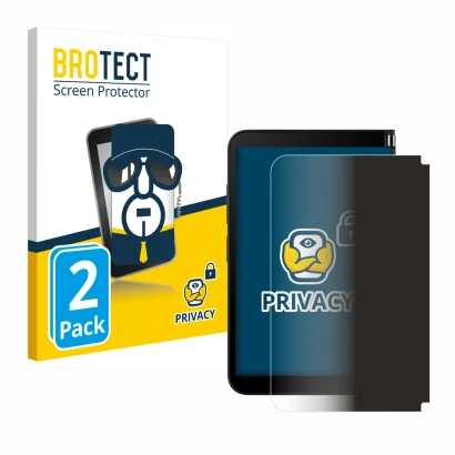 Vorderseite einer Produktverpackung mit dem Markenlogo BROTECT. Daneben ist das Gerät Microsoft Surface Duo 2 (Äußeres Display