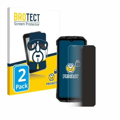 Vorderseite einer Produktverpackung mit dem Markenlogo BROTECT. Daneben ist das Gerät Doogee S100 mit dem zugehörigen Displays