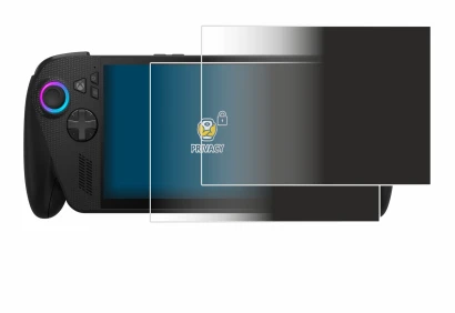 Abbildung des Geräts ASUS ROG Ally X 2025 mit einer Vielzahl des Displayschutzes.