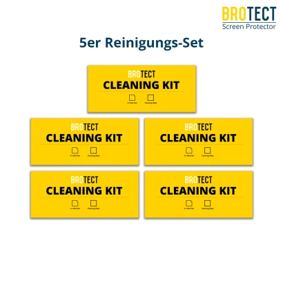 Abbildung von 5 verpackten Reinigungssets mit Überschrift 5er Reinigungs-Set
