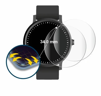 Abbildung des Geräts Armbanduhren (Kreisrund, ø: 34 mm) mit einer Vielzahl des Displayschutzes.