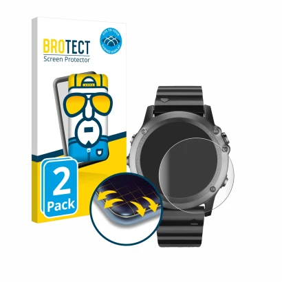 Vorderseite einer Produktverpackung mit dem Markenlogo BROTECT. Daneben ist das Gerät Garmin Fenix 3 mit dem zugehörigen Displ