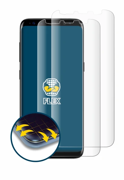 Abbildung des Geräts Samsung Galaxy S8 mit einer Vielzahl des Displayschutzes.