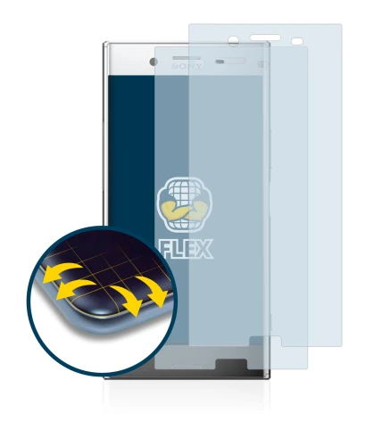 Abbildung des Geräts Sony Xperia XZ Premium mit einer Vielzahl des Displayschutzes.