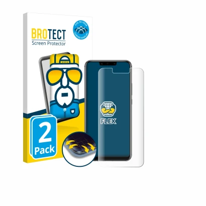 Vorderseite einer Produktverpackung mit dem Markenlogo BROTECT. Daneben ist das Gerät Huawei Mate 20 lite mit dem zugehörigen 