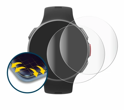 Abbildung des Geräts Polar Vantage V mit einer Vielzahl des Displayschutzes.