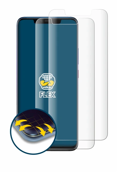 Abbildung des Geräts Huawei Mate 20 Pro mit einer Vielzahl des Displayschutzes.