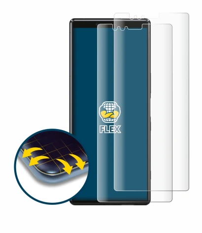 Abbildung des Geräts Sony Xperia 1 mit einer Vielzahl des Displayschutzes.