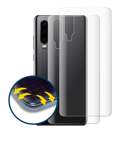 Abbildung des Geräts Huawei P30 (Rückseite) mit einer Vielzahl des Displayschutzes.