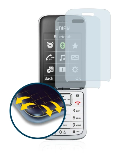 Abbildung des Geräts Unify OpenScape DECT Phone SL5 mit einer Vielzahl des Displayschutzes.