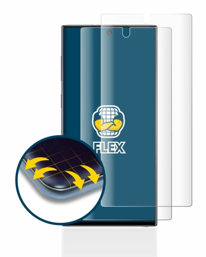 Abbildung des Geräts Samsung Galaxy Note 10 mit einer Vielzahl des Displayschutzes.