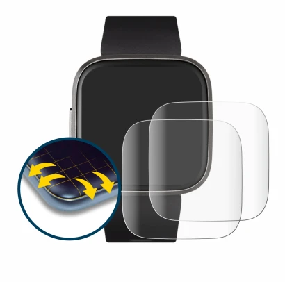 Abbildung des Geräts Fitbit Versa 2 mit einer Vielzahl des Displayschutzes.