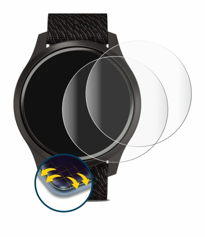 Abbildung des Geräts Garmin vivomove Style (42 mm) mit einer Vielzahl des Displayschutzes.