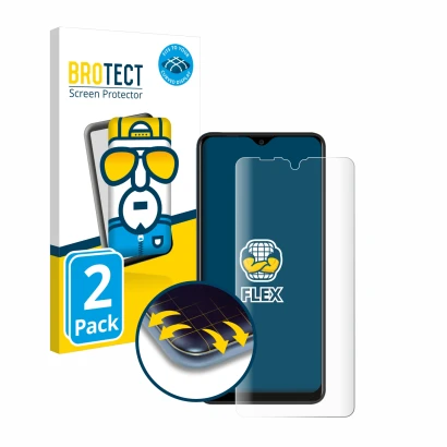 Vorderseite einer Produktverpackung mit dem Markenlogo BROTECT. Daneben ist das Gerät Blackview A80 Pro mit dem zugehörigen Di