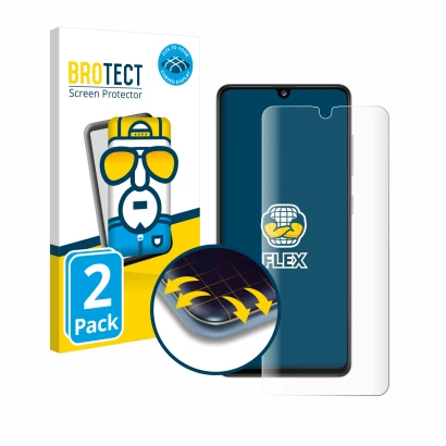 Vorderseite einer Produktverpackung mit dem Markenlogo BROTECT. Daneben ist das Gerät Samsung Galaxy A41 mit dem zugehörigen D