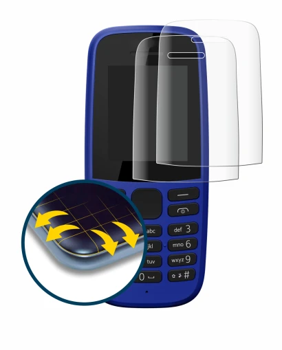 Abbildung des Geräts Nokia 105 DS 2019 mit einer Vielzahl des Displayschutzes.