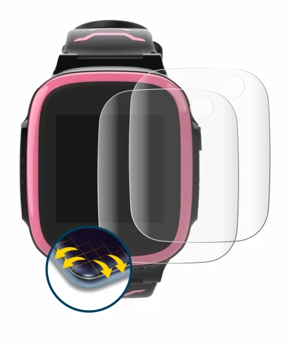 Abbildung des Geräts Xplora X5 Play mit einer Vielzahl des Displayschutzes.