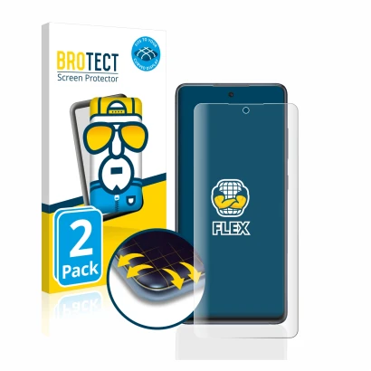 Vorderseite einer Produktverpackung mit dem Markenlogo BROTECT. Daneben ist das Gerät Samsung Galaxy S20 FE mit dem zugehörige