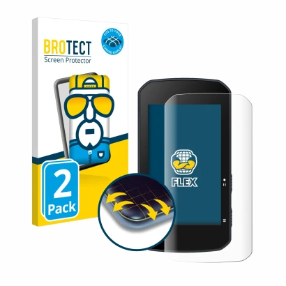 Vorderseite einer Produktverpackung mit dem Markenlogo BROTECT. Daneben ist das Gerät Bryton Rider 750 mit dem zugehörigen Dis