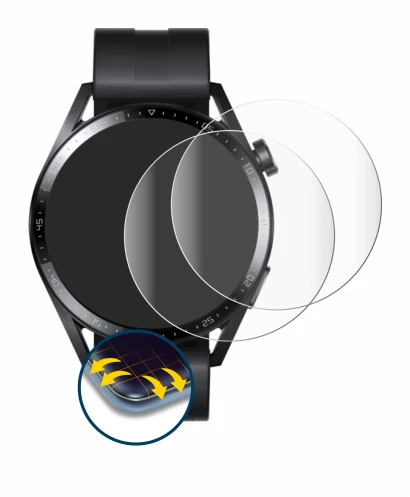 Abbildung des Geräts Huawei Watch GT 3 (46 mm) mit einer Vielzahl des Displayschutzes.