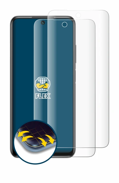 Abbildung des Geräts Xiaomi Redmi Note 10 5G mit einer Vielzahl des Displayschutzes.