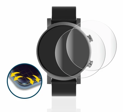 Abbildung des Geräts Mobvoi Ticwatch E3 mit einer Vielzahl des Displayschutzes.