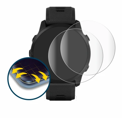 Abbildung des Geräts Garmin Forerunner 945 LTE mit einer Vielzahl des Displayschutzes.