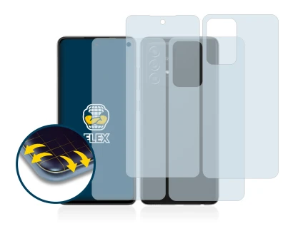 Abbildung des Geräts Samsung Galaxy A52s 5G (Display+Rückseite) mit einer Vielzahl des Displayschutzes.