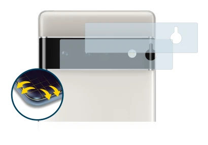 Abbildung des Geräts Google Pixel 6 Pro (NUR Kameraschutz) mit einer Vielzahl des Displayschutzes.