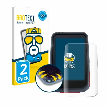 Vorderseite einer Produktverpackung mit dem Markenlogo BROTECT. Daneben ist das Gerät Sigma ROX 4.0 mit dem zugehörigen Displa