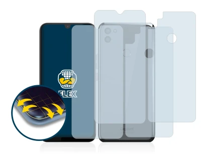 Abbildung des Geräts Gigaset GS5 (Display+Rückseite) mit einer Vielzahl des Displayschutzes.