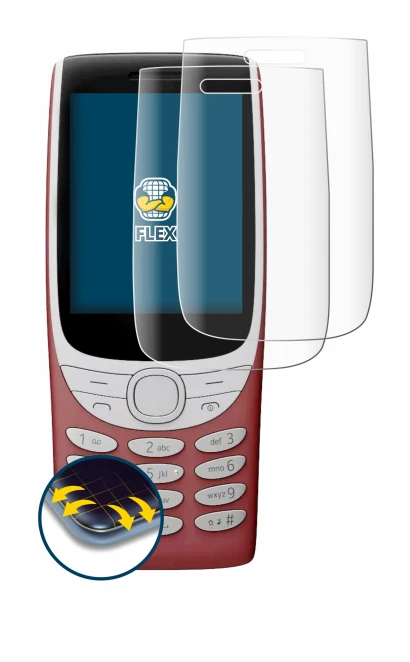 Abbildung des Geräts Nokia 8210 4G mit einer Vielzahl des Displayschutzes.