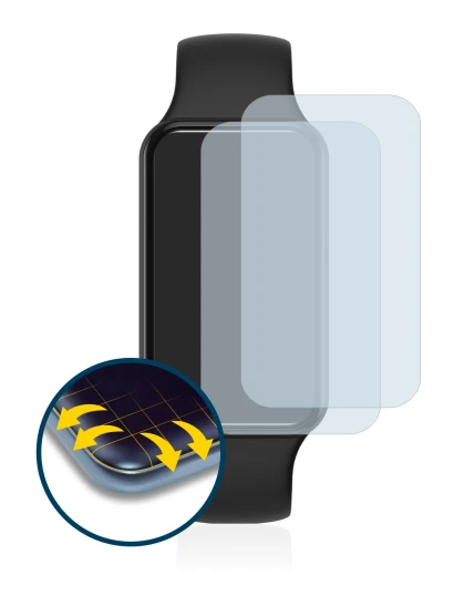 Abbildung des Geräts Huami Amazfit Band 7 mit einer Vielzahl des Displayschutzes.