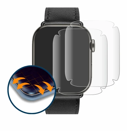 Abbildung des Geräts Apple Watch Hermès (41 mm) mit einer Vielzahl des Displayschutzes.