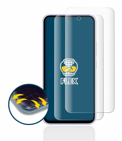 Abbildung des Geräts Samsung Galaxy A54 5G mit einer Vielzahl des Displayschutzes.