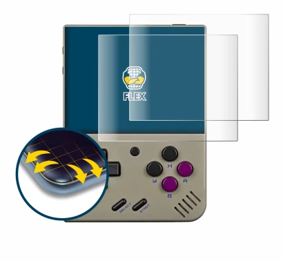 Abbildung des Geräts Miyoo Mini Plus mit einer Vielzahl des Displayschutzes.