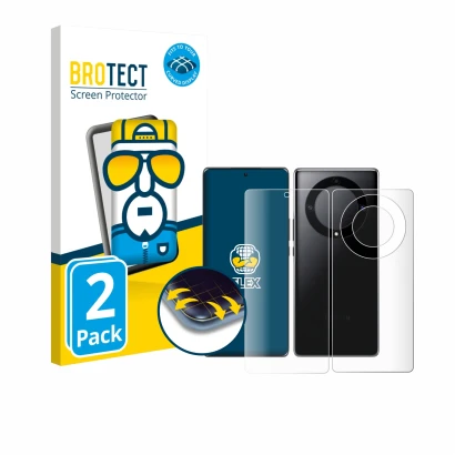 Vorderseite einer Produktverpackung mit dem Markenlogo BROTECT. Daneben ist das Gerät Honor Magic 5 Lite (Display+Rückseite) m