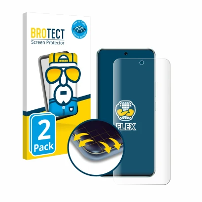 Vorderseite einer Produktverpackung mit dem Markenlogo BROTECT. Daneben ist das Gerät Honor 90 mit dem zugehörigen Displayschu